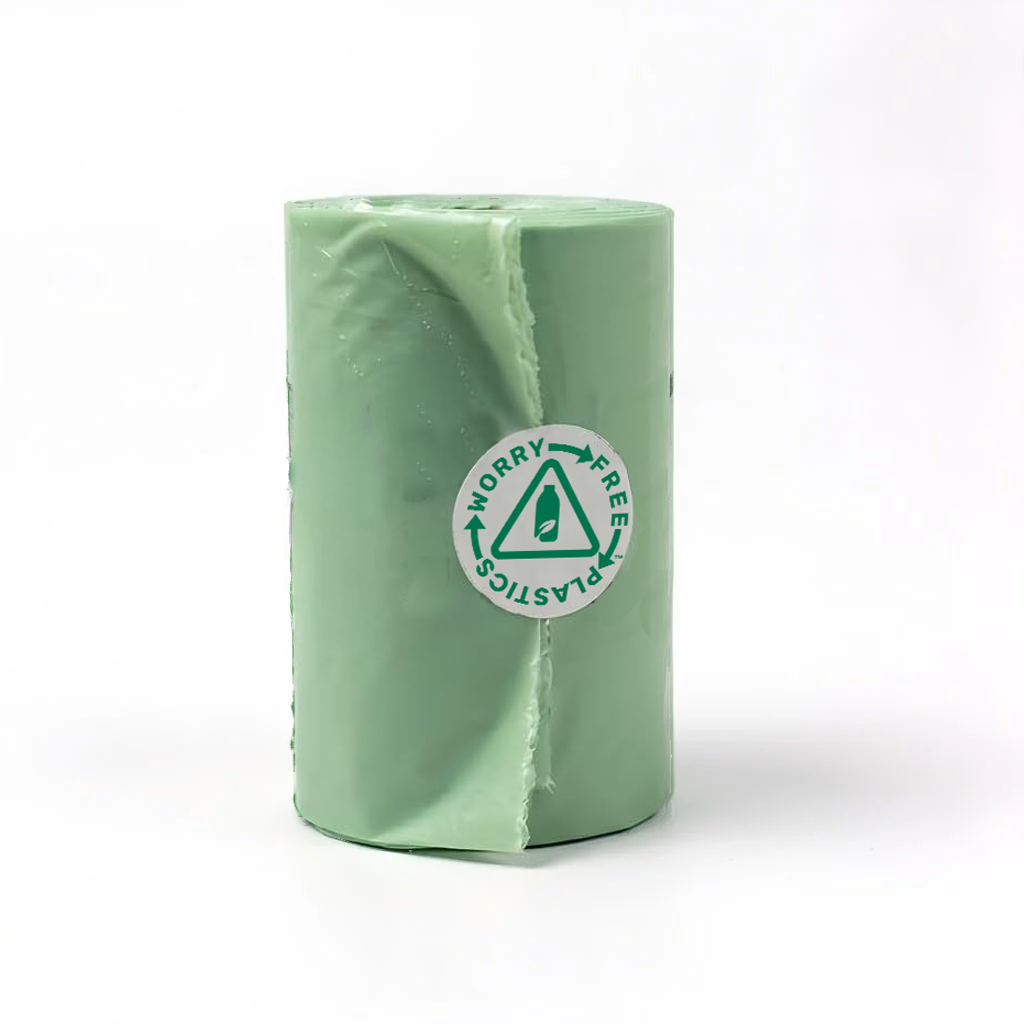 Worry Free Plastics Dog Waste Bag Leash Dispenser – Clip-On Holder for Standard Rolls – Commercially Compostable Biopolymer, Made in USA