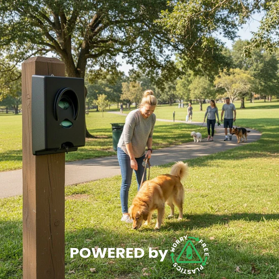 Worry Free Plastics Dog Poop Bag Dispenser – Wall & Pole Mount | Dog Waste Station | Front-Load | Black | Made in USA