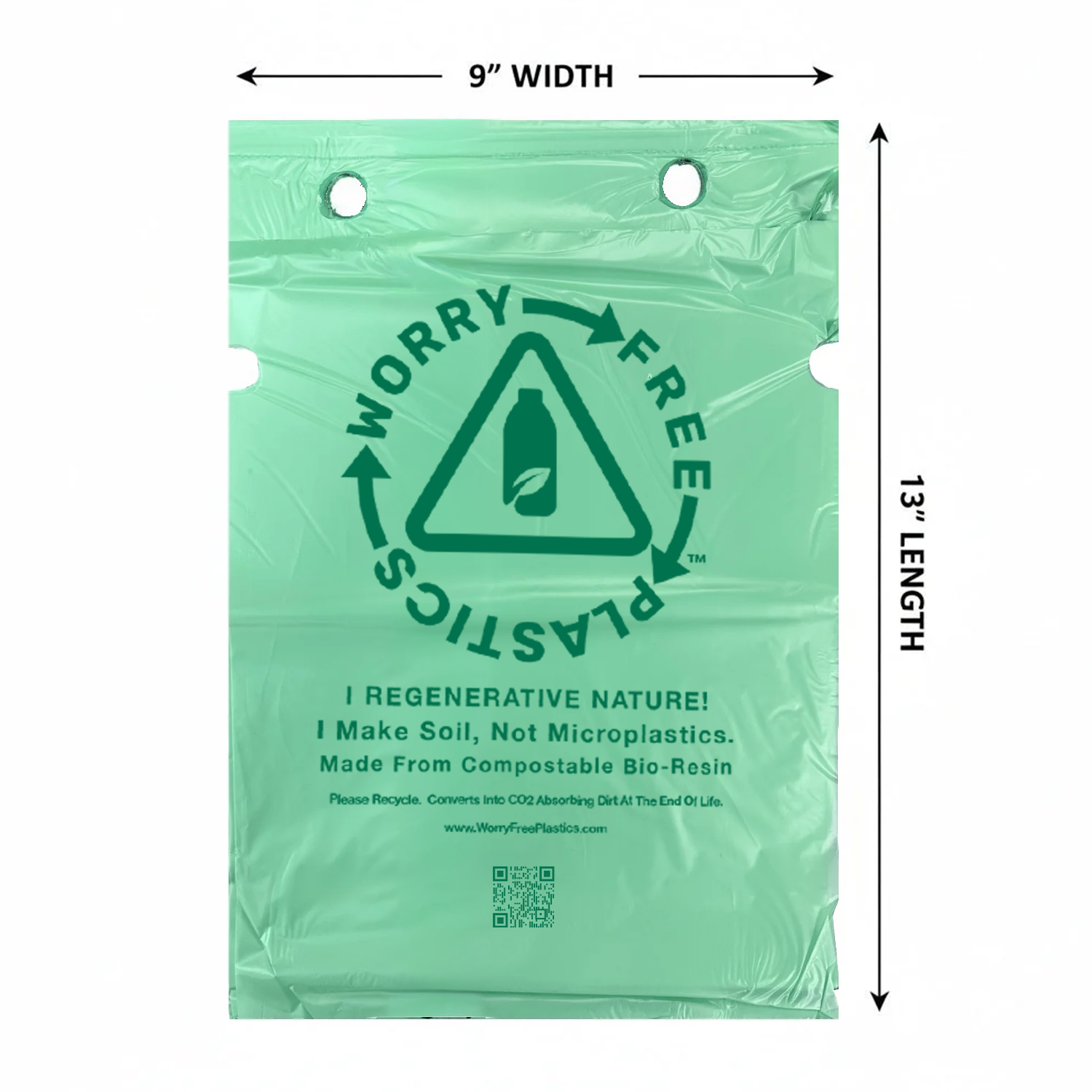 Worry Free Plastics Dog Waste Bags – Single-Pull Refill Pack 9" x 13" | Park Dispenser Compatible | Made in USA