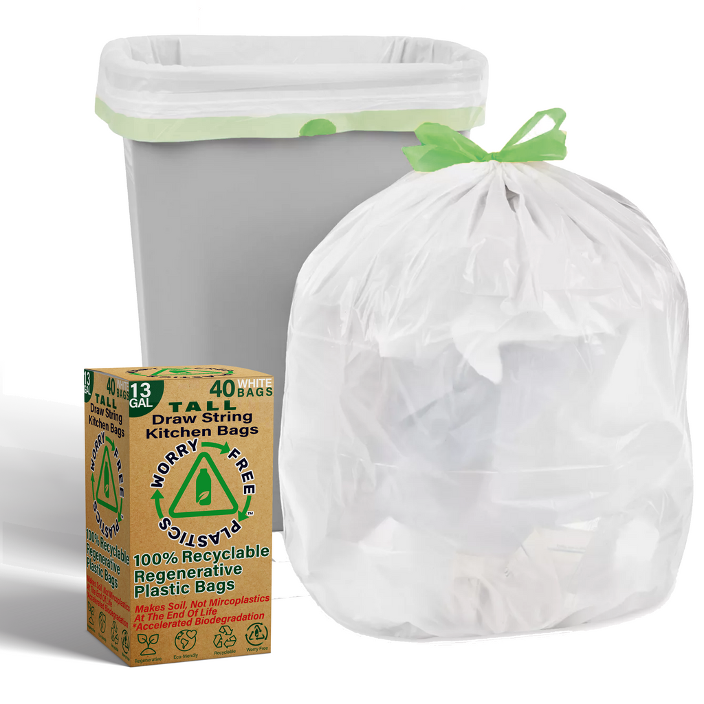 Regenerative 13 Gallon White Low-Density Drawstring (Draw Tape) Trash Bag (200-Count)