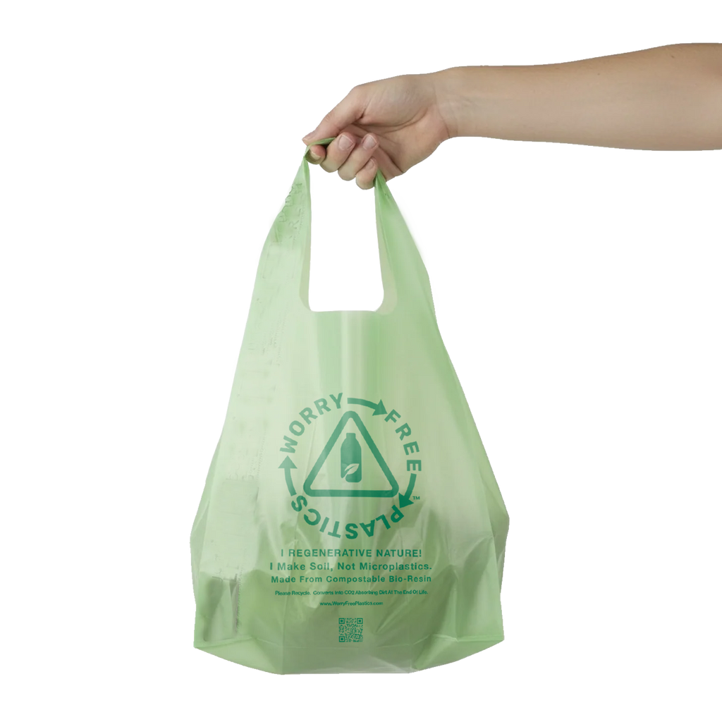 Worry Free Plastics Cat Litter Bags – 8" x 16" with 5" Gusset & Handles | Leak-Resistant | Made in USA
