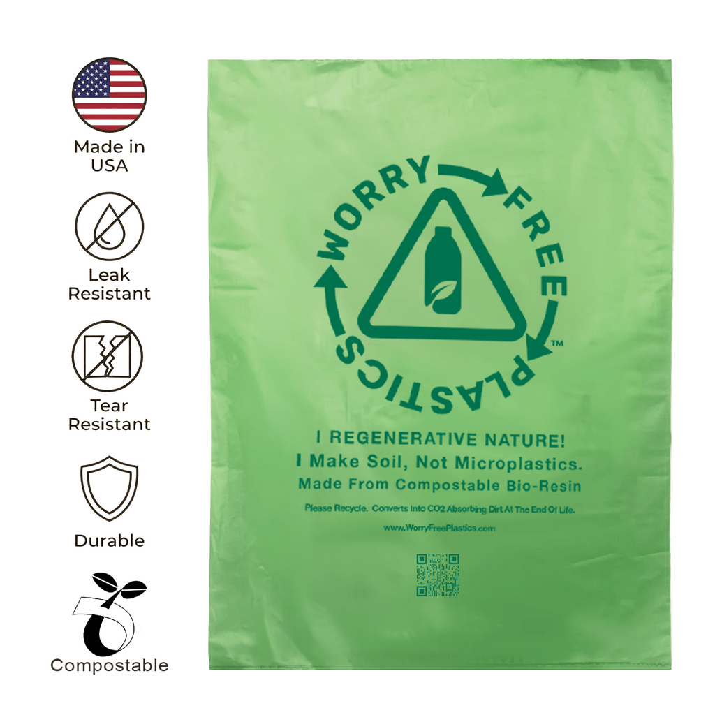 Worry Free Plastics Dog Waste Bag Leash Dispenser – Clip-On Holder for Standard Rolls – Commercially Compostable Biopolymer, Made in USA