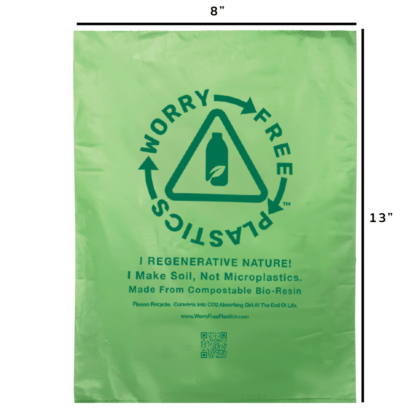 Worry Free Plastics Dog Waste Bags – 200-Count Core Roll 8" x 13" | Bulk Refill | Commercially Compostable | Made in USA