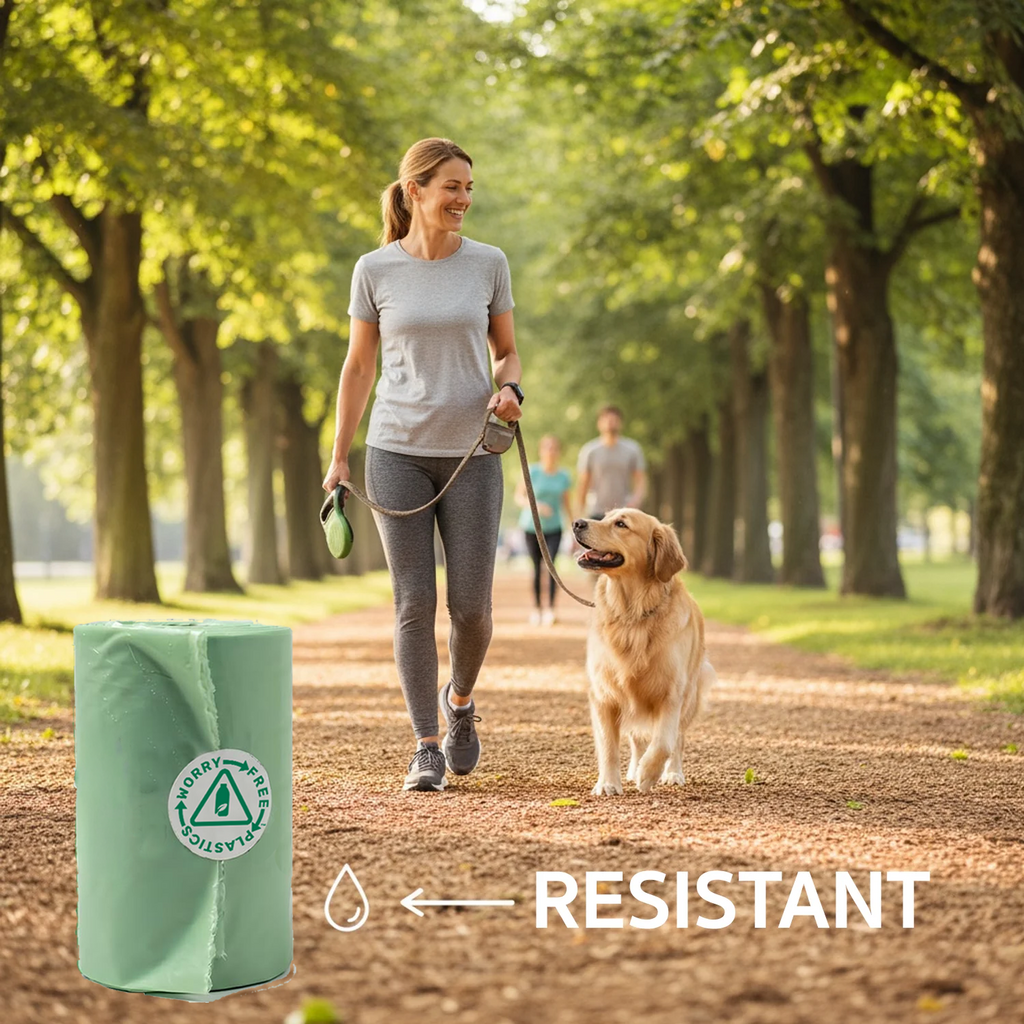 Worry Free Plastics Dog Waste Bags – Compostable, Plant-Based Bio-Polymer, Folded Rolls, 9" x 12", Made in USA